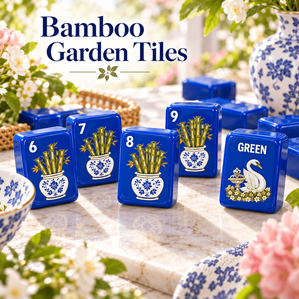 Cobalt Garden American Mahjong Set – 160 Acrylic Tiles with Jokers, Blue Floral Design