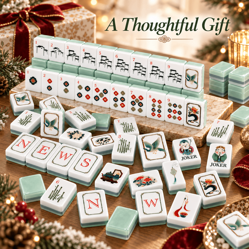 Jade Garden American Mahjong Set – 160 Acrylic Tiles with Jokers, Chinoiserie Design
