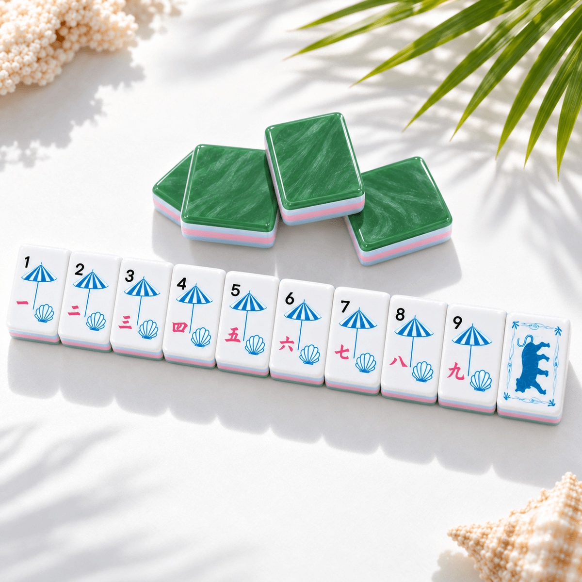 Coastal Palm American Mahjong Set – 160 Acrylic Tiles with Jokers, Tropical Design