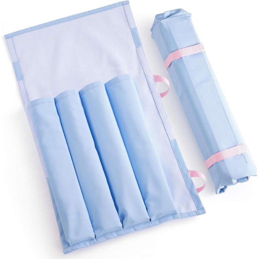 Mahjong Organizer Bag – Roll-Up Tile & Rack Storage for Travel, Sky Blue