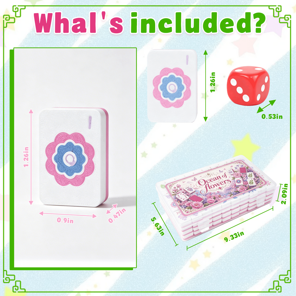 Floral Floating American Mahjong Set – 160 Waterproof 3D-Printed Tiles with Storage Case