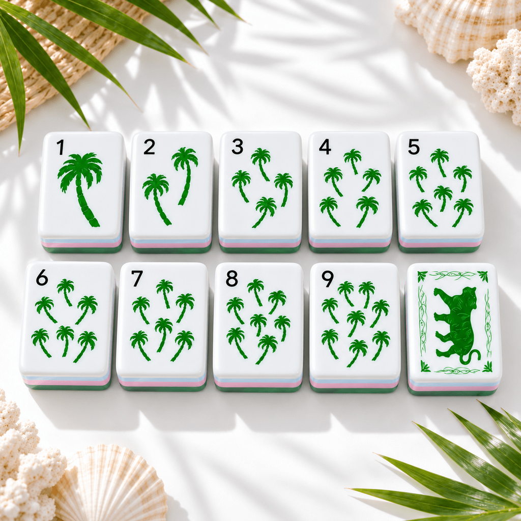 Coastal Palm American Mahjong Set – 160 Acrylic Tiles with Jokers, Tropical Design
