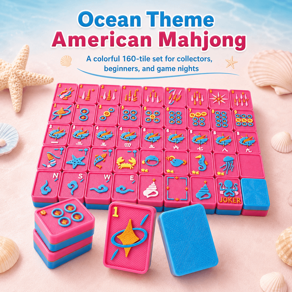 Ocean Floating American Mahjong Set – 160 Waterproof 3D-Printed Tiles for Pool & Beach