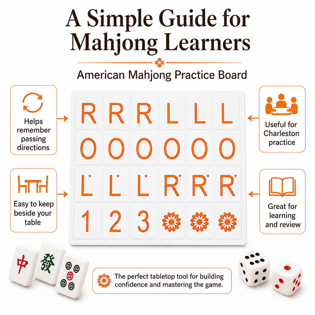 American Mahjong Charleston Practice Board – Passing Guide for Beginners, 3D-Printed