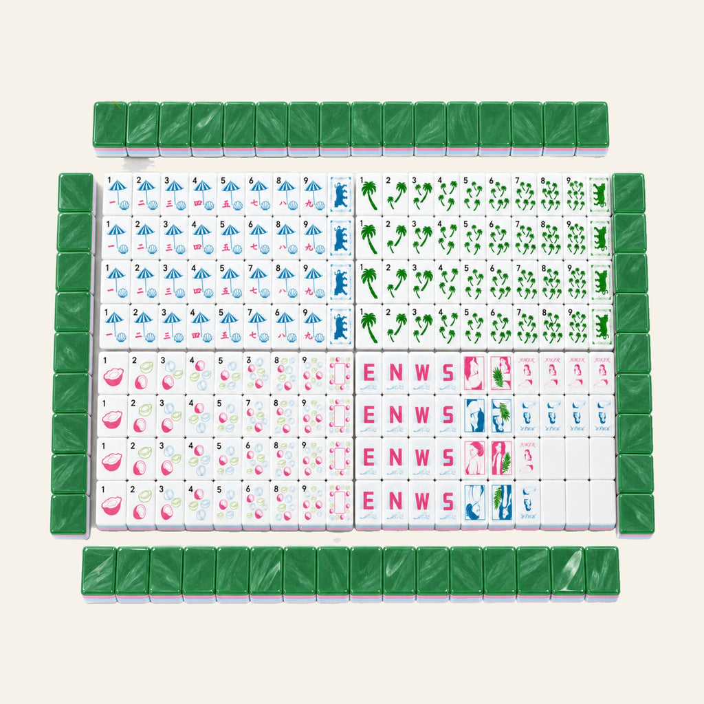 Coastal Palm American Mahjong Set – 160 Acrylic Tiles with Jokers, Tropical Design