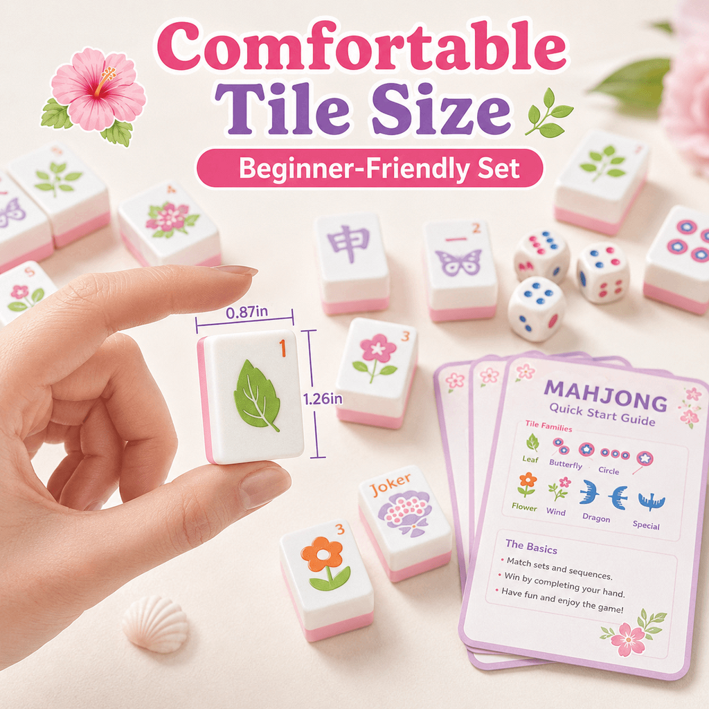 Floral Floating American Mahjong Set – 160 Waterproof 3D-Printed Tiles with Storage Case