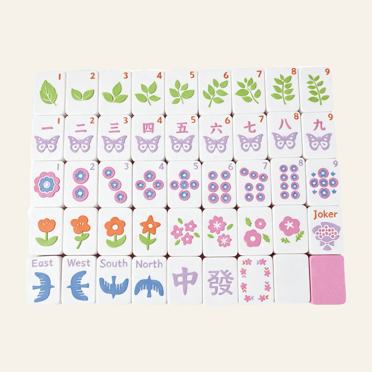 Floral Floating American Mahjong Set – 160 Waterproof 3D-Printed Tiles with Storage Case