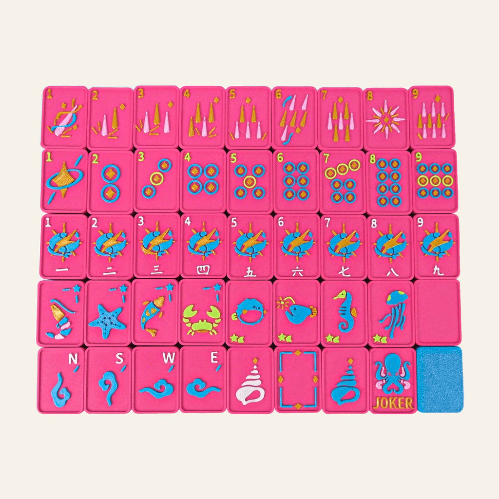 Ocean Floating American Mahjong Set – 160 Waterproof 3D-Printed Tiles for Pool & Beach