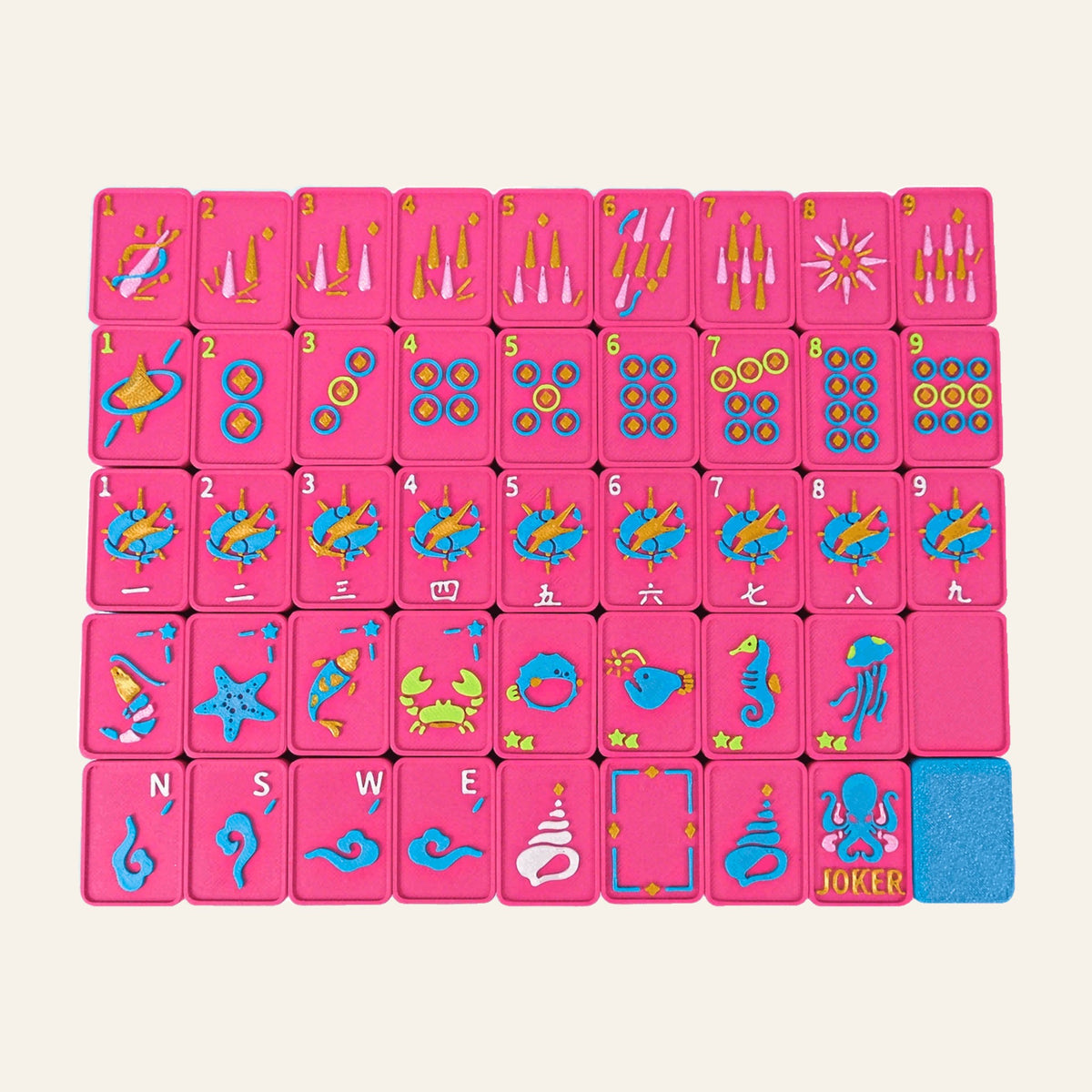 Ocean Floating American Mahjong Set – 160 Waterproof 3D-Printed Tiles for Pool & Beach